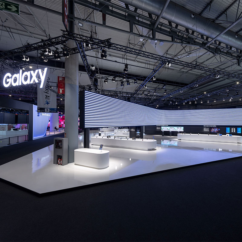 website_s16 Messestand von Samsung auf der MWC Messe 2019 in Barcelona - Tünnissen Interiors, Messen, Events und Ausstellungen NRW Deutschland Europe
