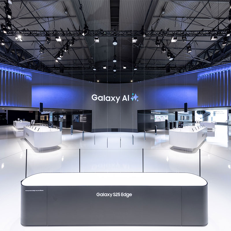 website_s6 Messestand von Samsung auf der MWC Messe 2019 in Barcelona - Tünnissen Interiors, Messen, Events und Ausstellungen NRW Deutschland Europe